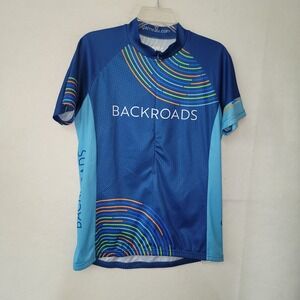 Louis Garneau Backroads Cycling‎ Jersey Full Zip Athletic Top Womens Large Blue